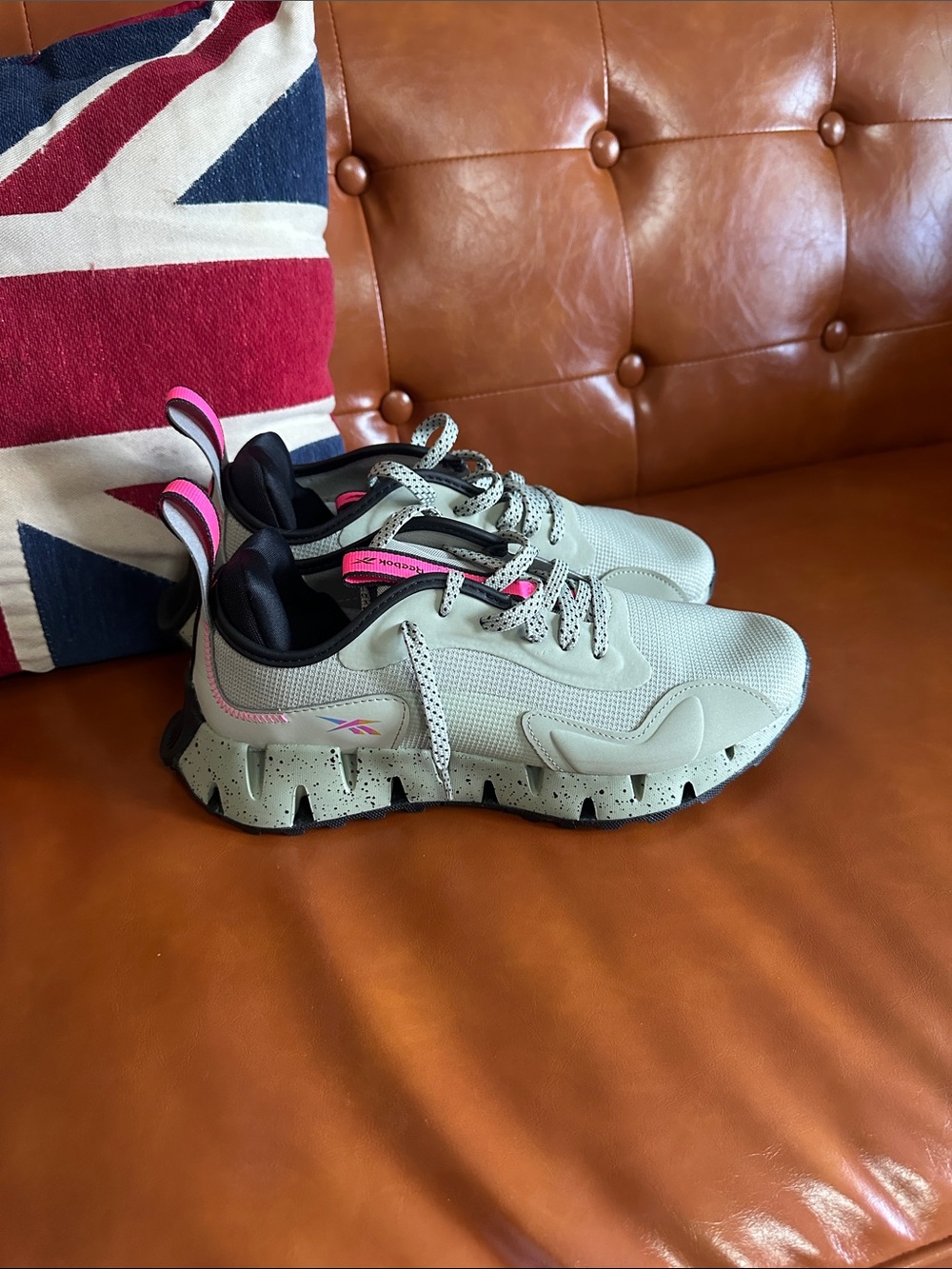 Reebok Sage Green and Pink Athletic Sneakers Zig Dynamica Adventure shoes